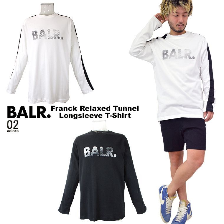 BALR ボーラー Franck Relaxed Tunnel Longsleeve T-Shirt ロンT ロングTシャツ メンズトップス カットソー  エンボスプリントロングスリーブTシャツ  クルーネック コットン 男女兼用 ユニセックス 長袖T