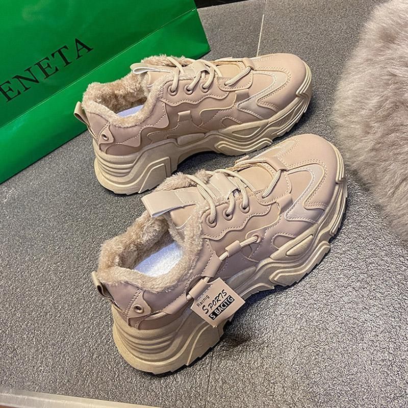 【✩】ベージュ厚底暖かい女性の靴 在庫問合せ商品】厚底スニーカー (ベージュ) | HOS NOW