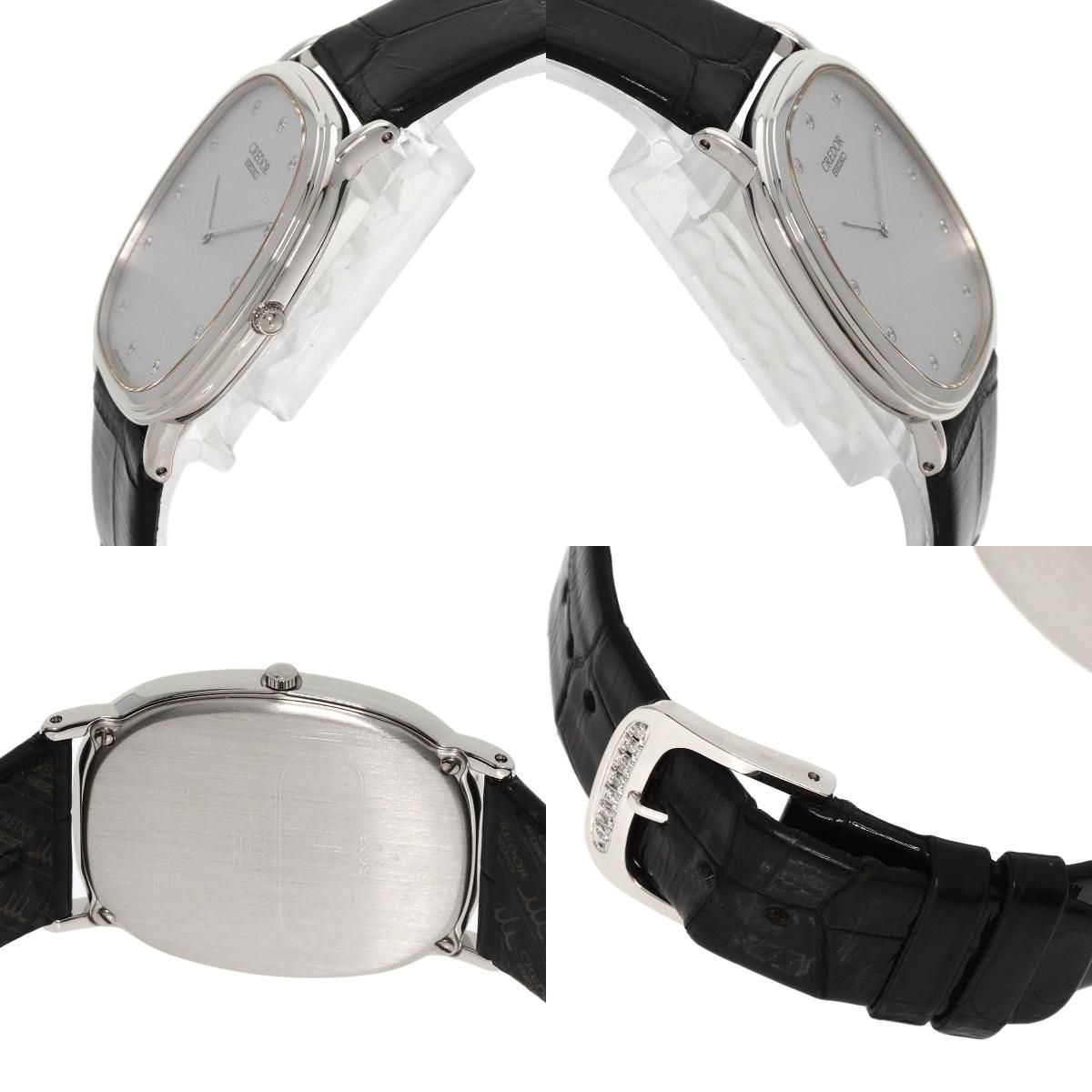 SEIKO セイコー 2F70-6190 クレドール 12P ダイヤモンド 腕時計 PT900 