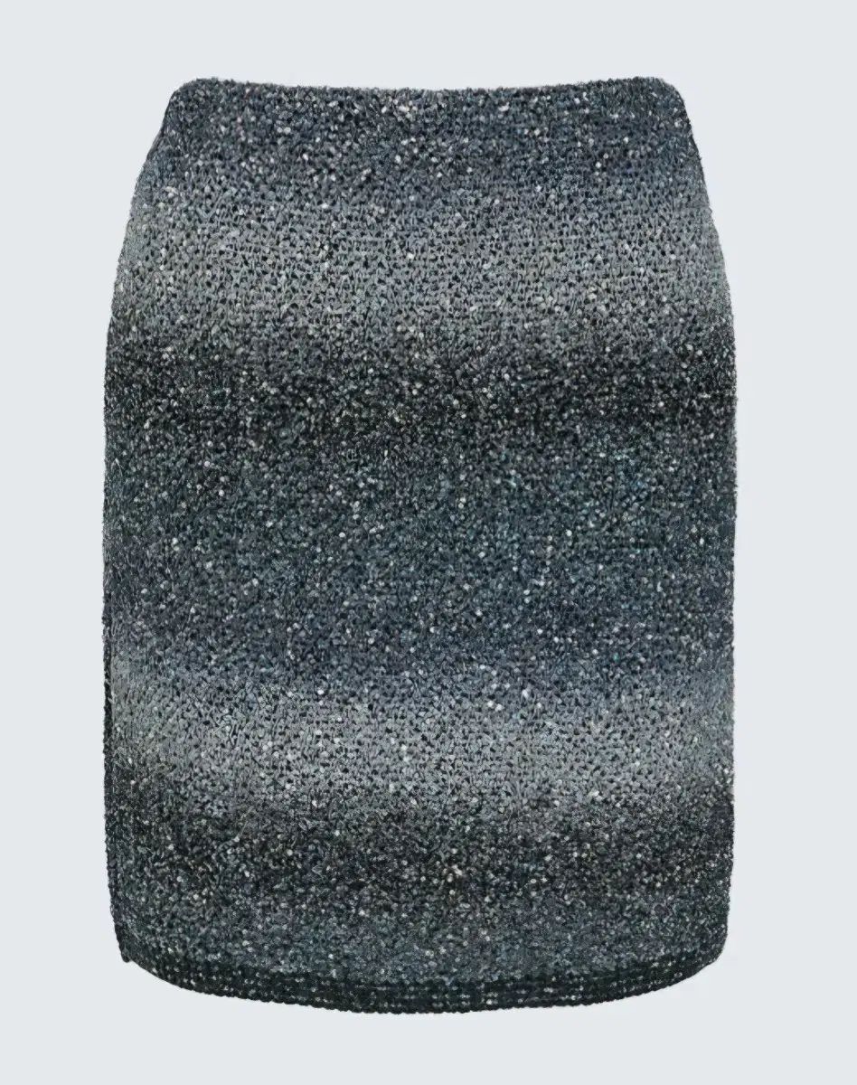 TIME グレー スパンコール ニット スカート 55