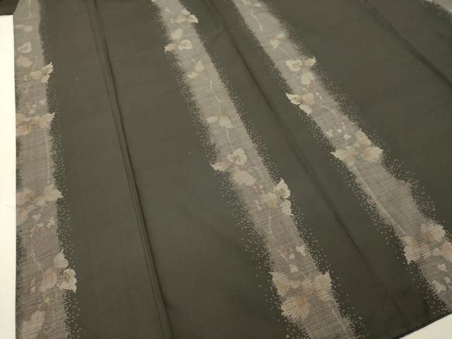 平和屋着物○本場大島紬 9マルキ 古代染色純泥染 葡萄蔦の葉文 川口  