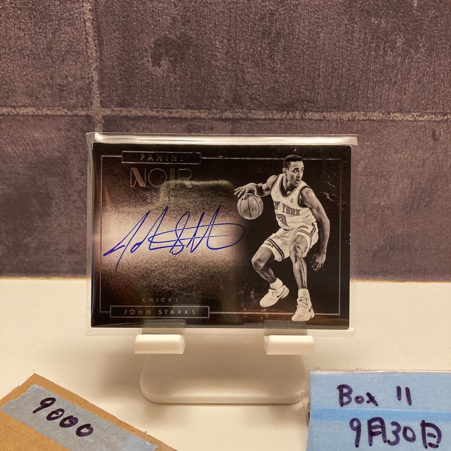 2015 Panini Noir John Starks 30 49 直筆サイン New York Knicks Black - White design On-card autograph カード