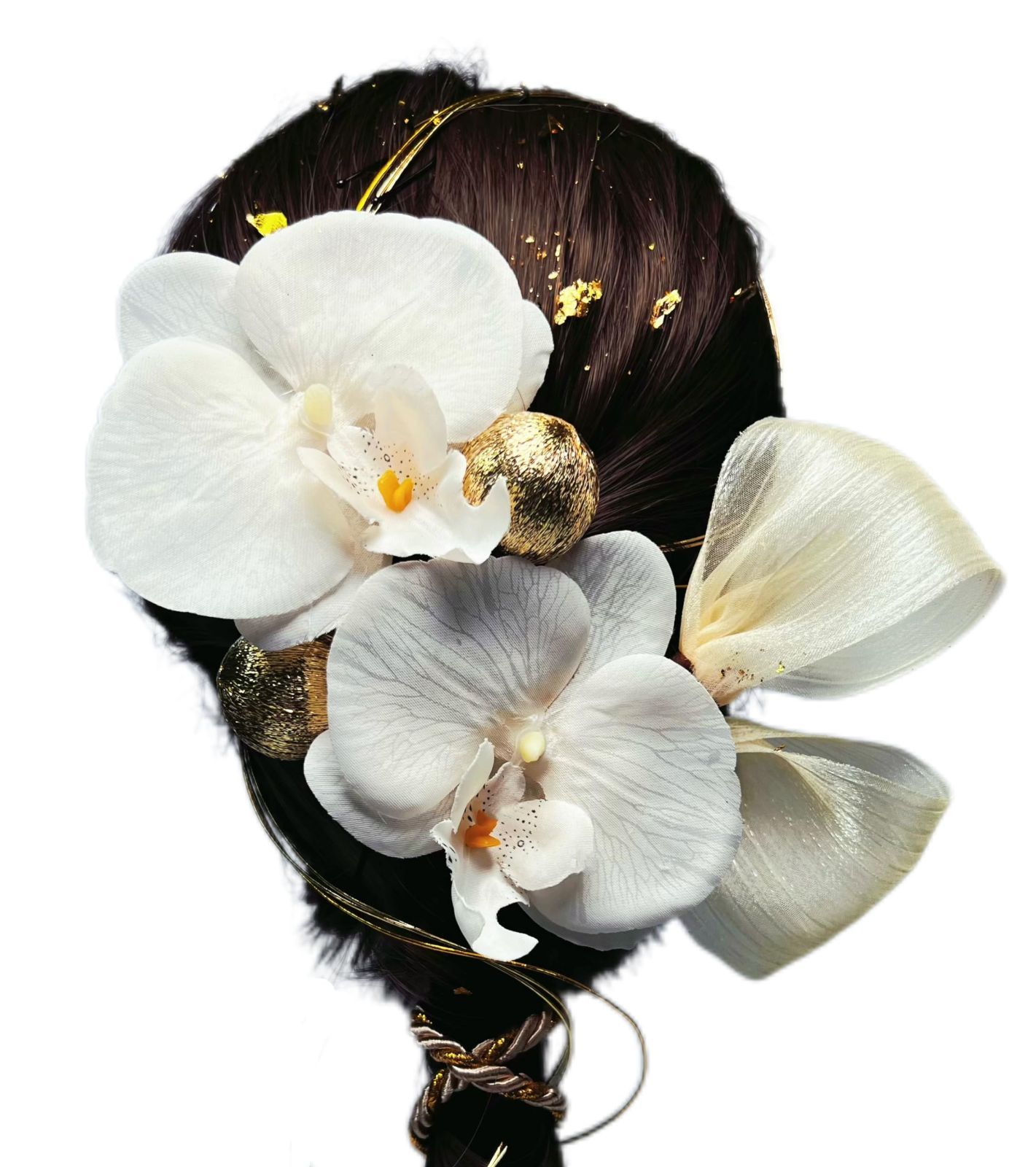 水引金箔 人気 卒業式 成人式 とリボンと 結婚式 和装 袴 和紐 着物 浴衣に ブライダル 胡蝶蘭 花嫁 ロープ ゴールド 髪飾り シルバー ヘアアクセサリー [T.Pu0026FairyTale]