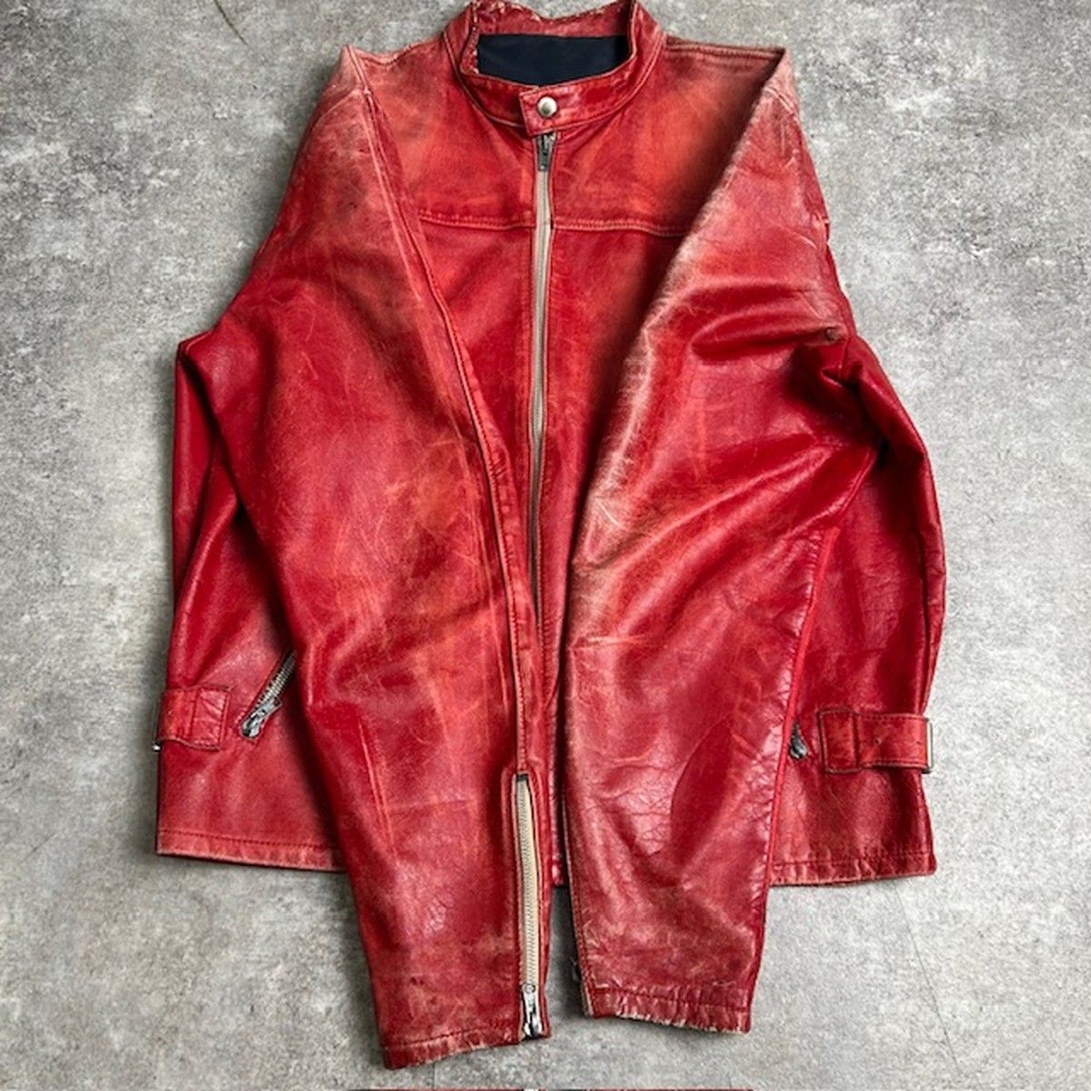 VINTAGE ヴィンテージ レザージャケット シングルライダース 赤 レザージャケット メンズ 本革 赤 レッド シングルライダース
