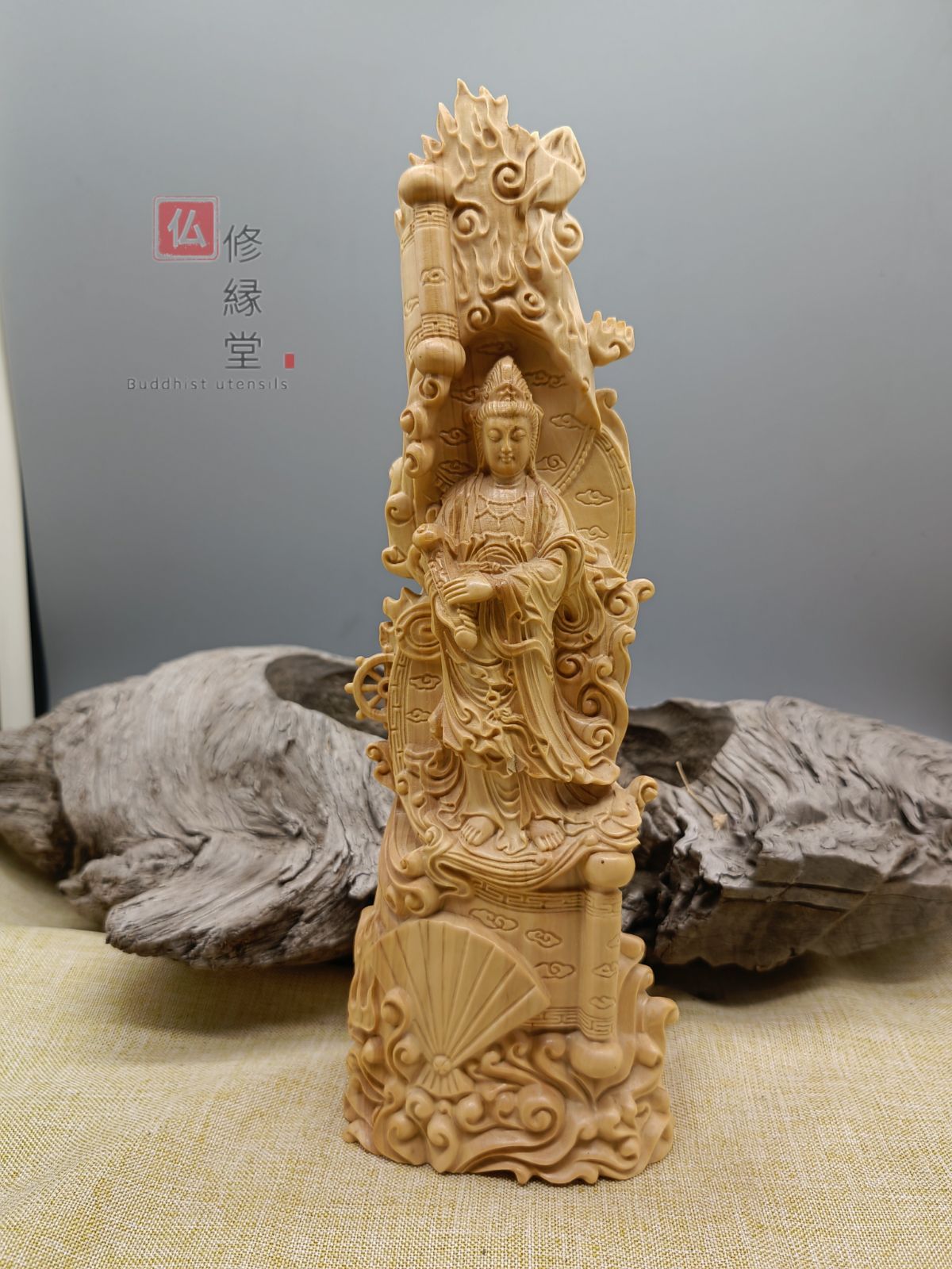 【修縁堂】極上品 木彫り 仏像 如意観音菩薩立像 崖柏 仏教美術 彫刻 一刀彫 修縁堂】極上品 木彫り 仏像 如意観音菩薩立像 崖柏 仏教美術