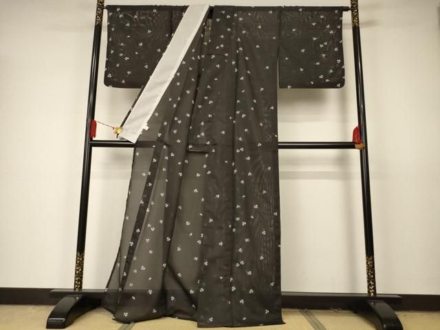 平和屋着物▽小紋 単衣 よろけ縞 洗える着物 AAAU8680fy