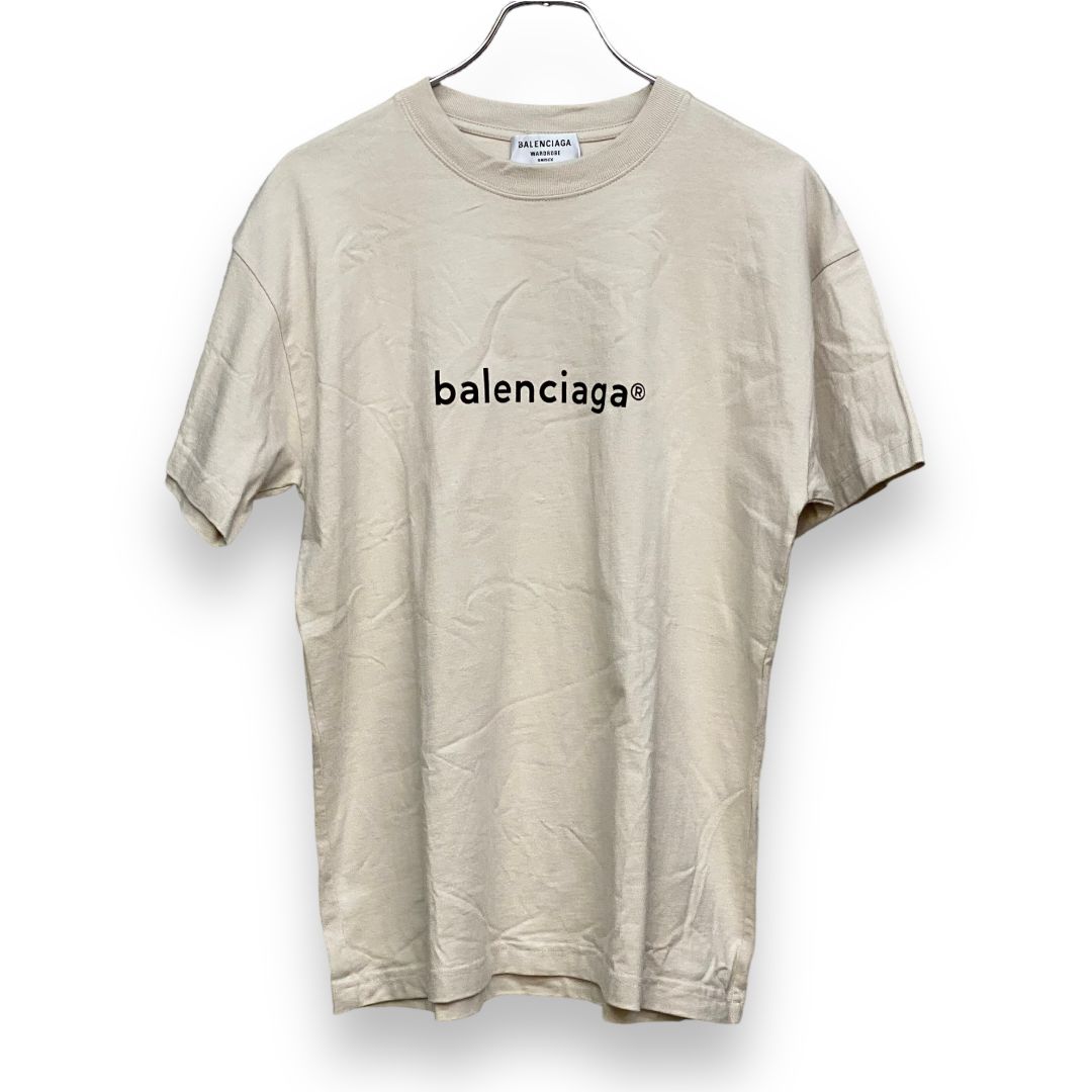BALENCIAGA 2020 フロントプリント半袖Tシャツ サイズS ベージュ ...
