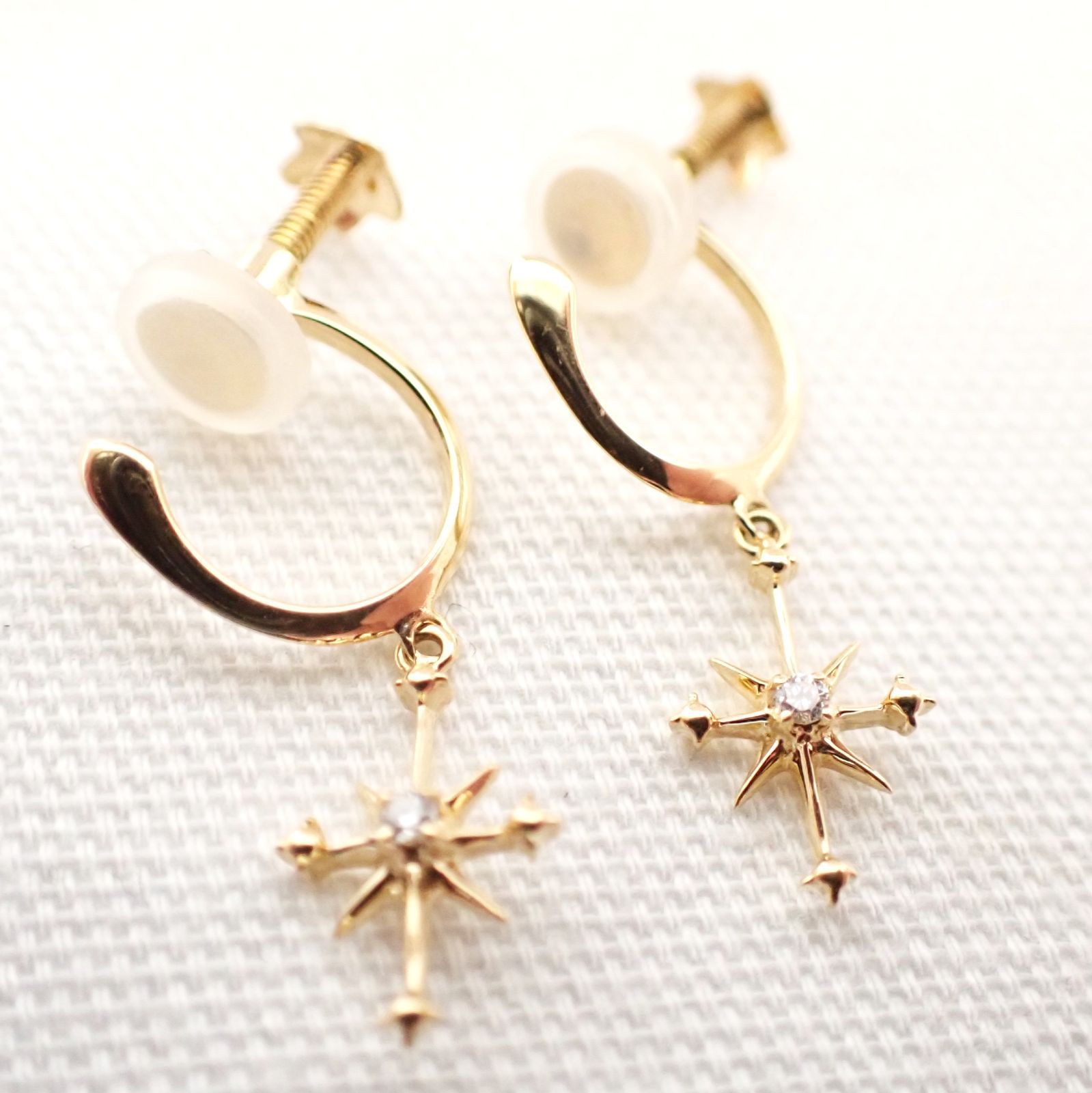 美品 STAR JEWELRY スタージュエリー スタークロス イヤリング K18 