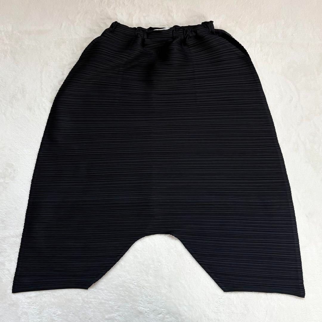 美 PLEATS PLEASE 横段 サルエルパンツ ブラック 黒
