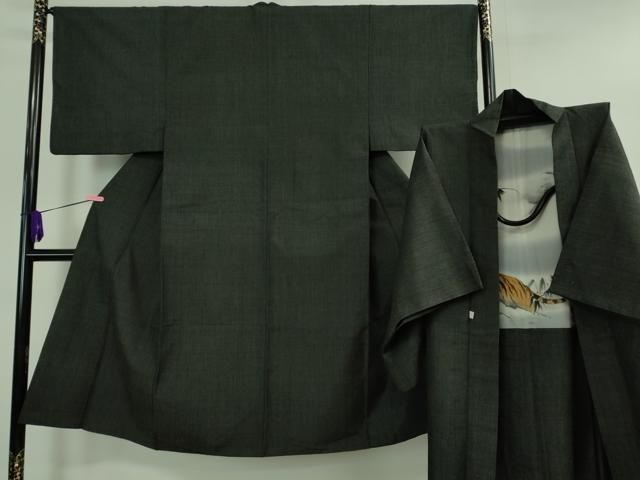 平和屋着物 上 男性 本場結城紬 重要無形文化財 杢 アンサンブル 羊羹色地 羽裏 虎 DZAA9863kh5