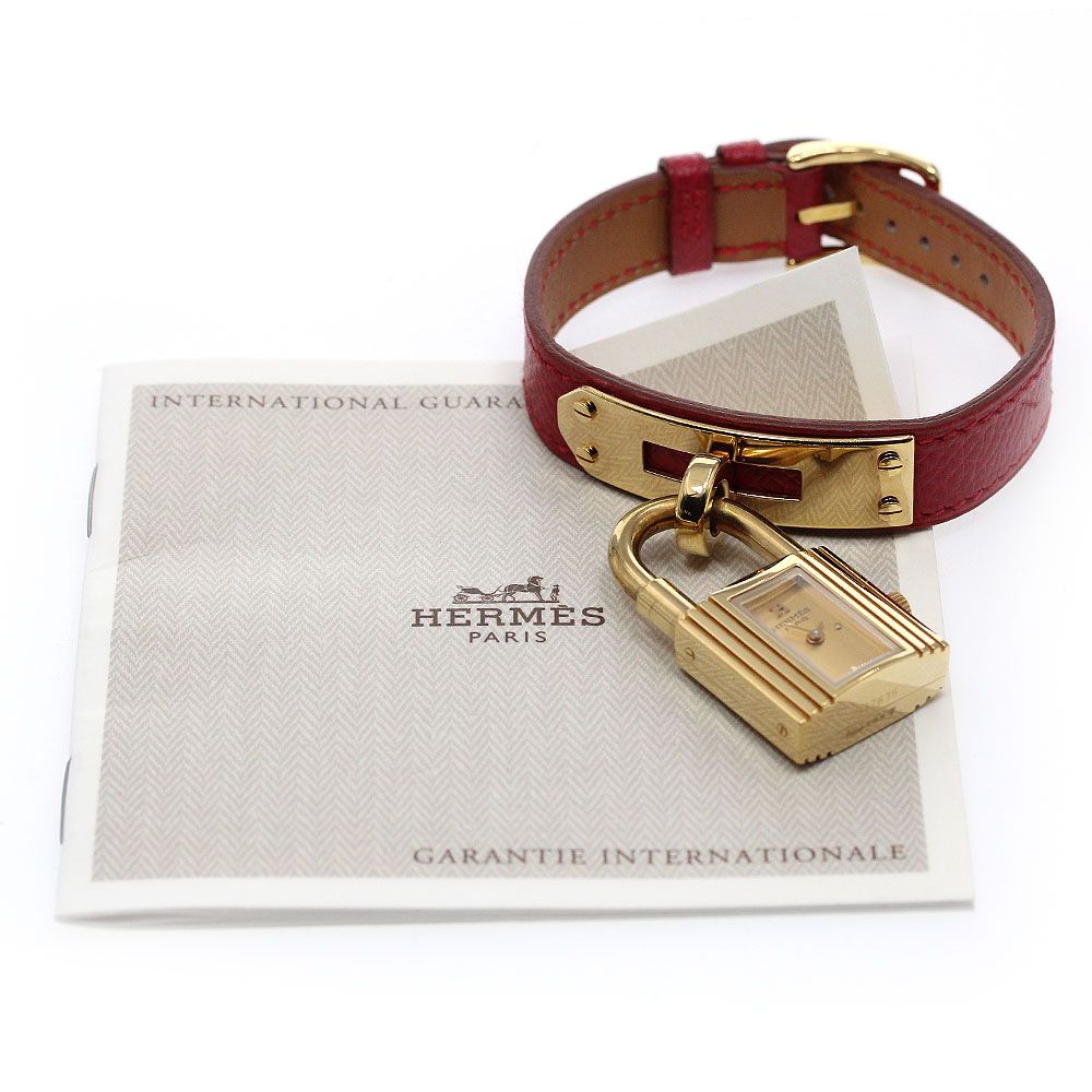エルメス　HERMES ケリーウォッチ　保証書あり エルメスケリーウォッチ 保証書/ケース付 正規品 箱付き 稼働品 赤