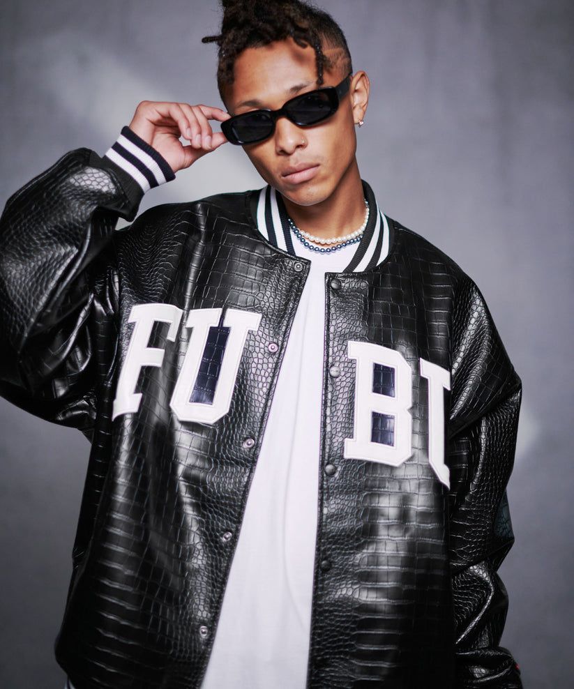 【スーパーセール】 新作】【FUBU／フブ パイソンレザージャケット（ブラック ジャケット・アウター
