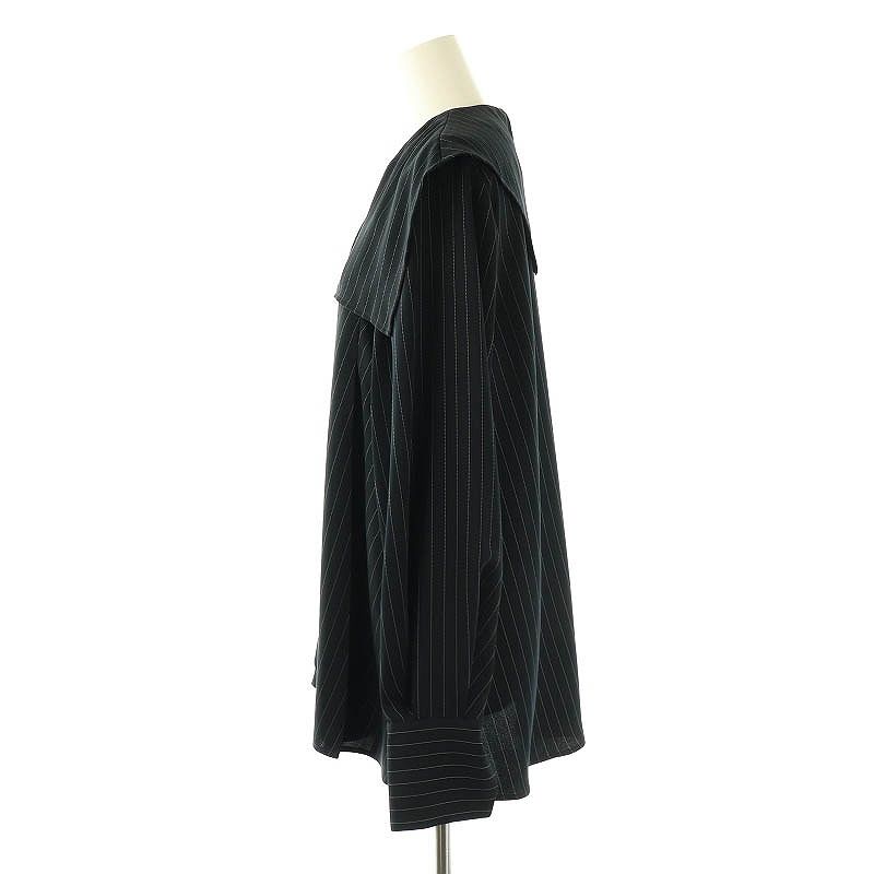 エンフォルド ENFOLD 24SS STRIPE PLEATS PULLOVER ブラウス 長袖 ストライプ 38 ダークネイビー オフホワイト /DO ■OS レディース エンフォルド ENFOLD 24SS STRIPE PLEATS PULLOVER ブラウス