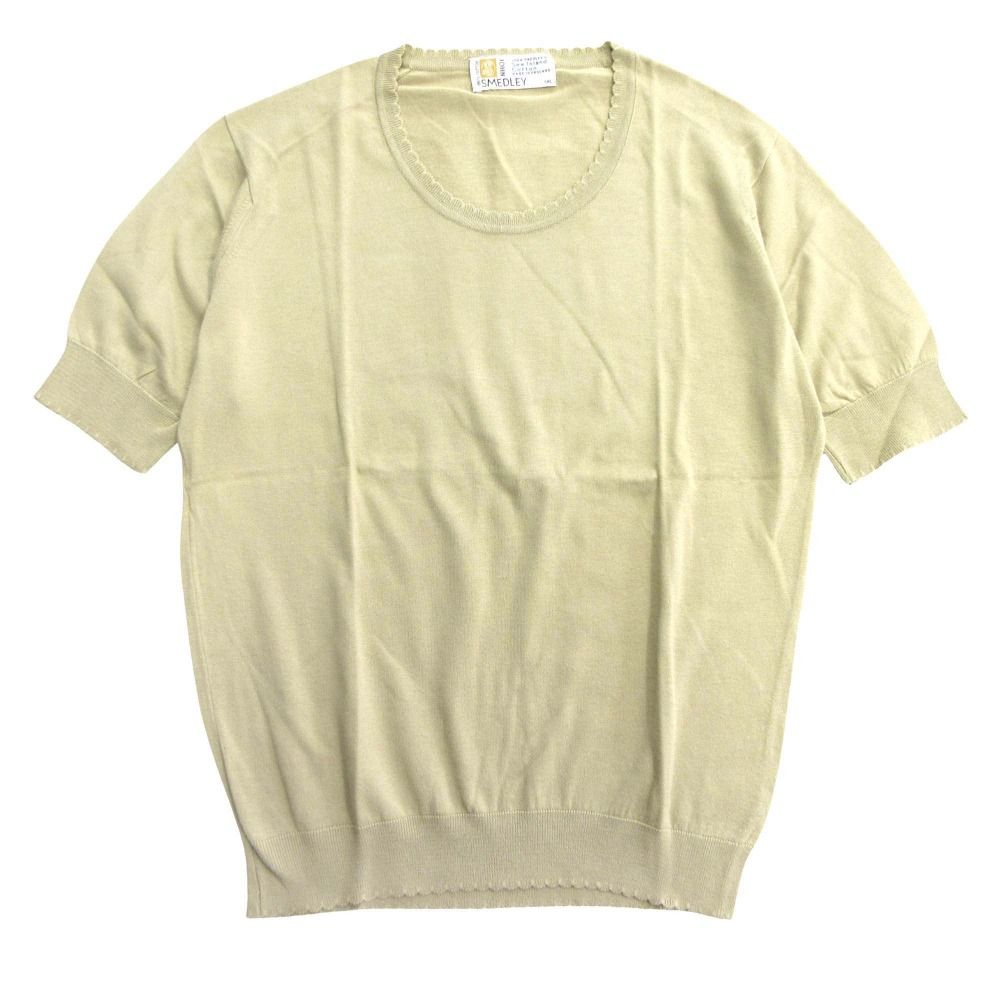良品 90s JOHN SMEDLEY ジョン スメドレー スカラップ ニット セーター 半袖 カットソー オールド ヴィンテージ ベージュ レディース 古着 中古 良品 90s JOHN SMEDLEY ジョン スメドレー スカラップ ニット