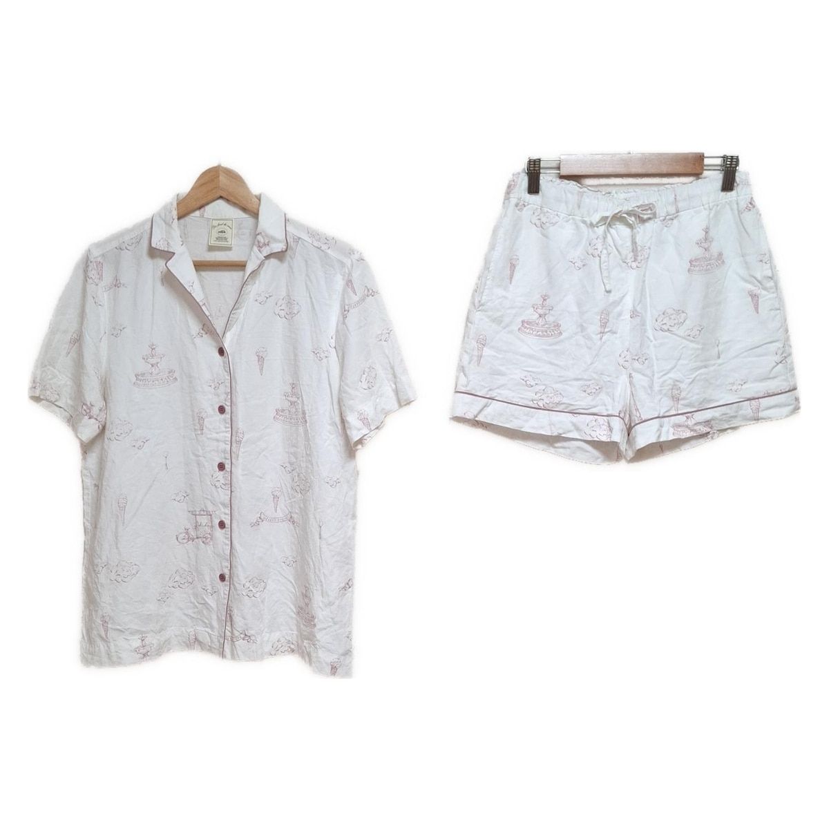 gelato pique ジェラートピケ レディースパンツセットアップ レディース - 白×ピンク