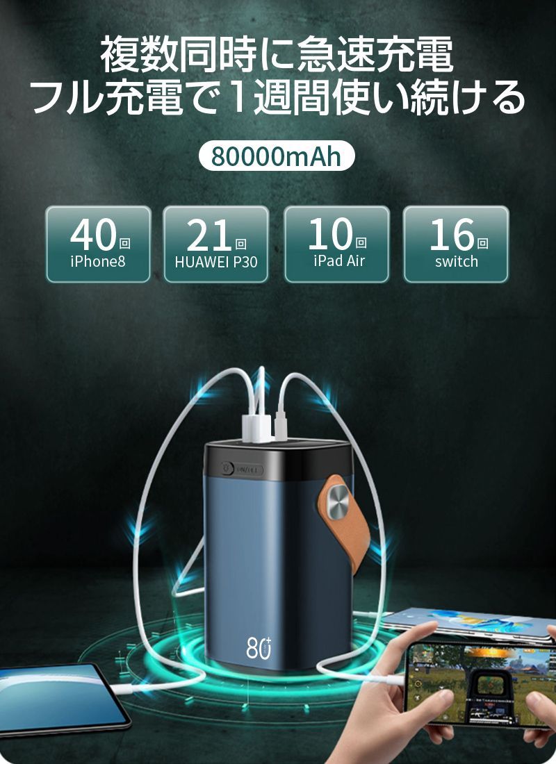 80000ｍAh大容量