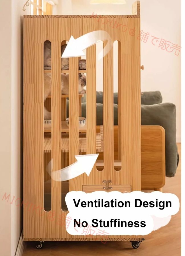  猫 ケージ 屋内 大型木製猫ハウス ゲージ ロック なドアと車輪付き屋内猫囲い 持ち運び 多目的猫ヴィラ 子猫 猫用ケージ キャットケージ 猫用品