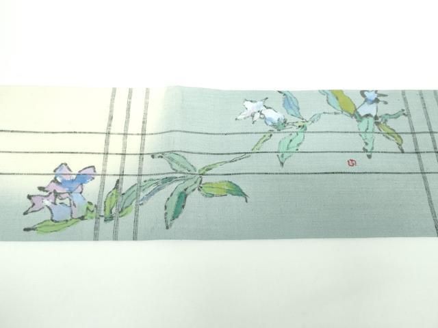 平和屋着物○九寸名古屋帯 紬地 作家物 手描き 成り物 唐辛子 正絹