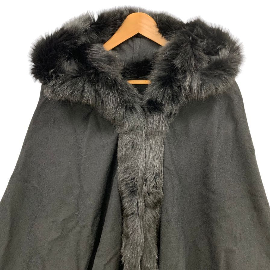 ランバンコレクション カシミヤ100％ × レッキスファー ケープコート