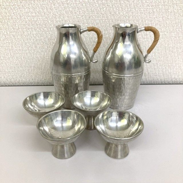 錫半の錫製酒器 本錫 おちょこ4個 ちろり2個 6点セット - メルカリ