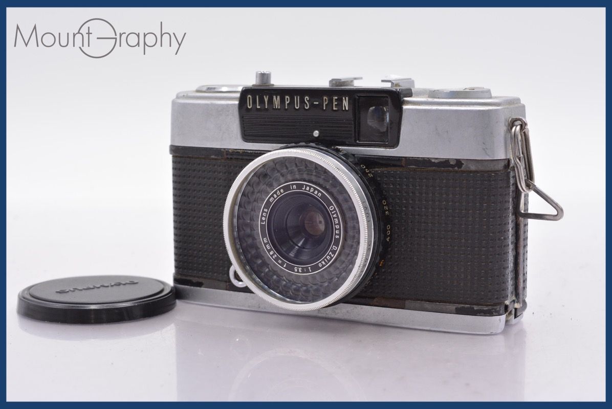 上 オリンパス Olympus-PEN EE-3 28mm F3.5 前キャップ-レンズフィルター付 完動 同梱可 mj5160