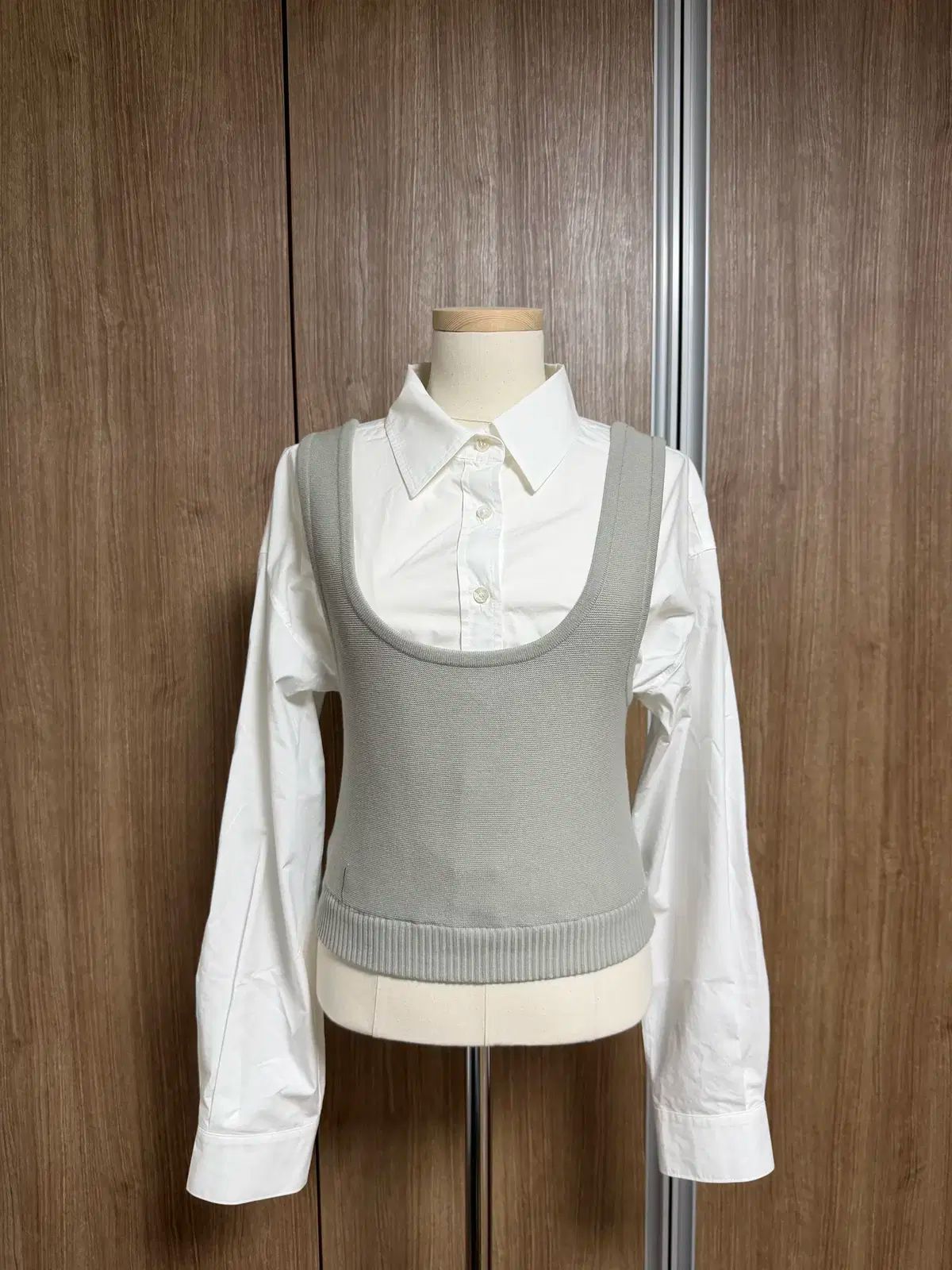 MAG JAY マグジェイ ニット ミックス クロップド シャツ グレー - ♥ タグあり