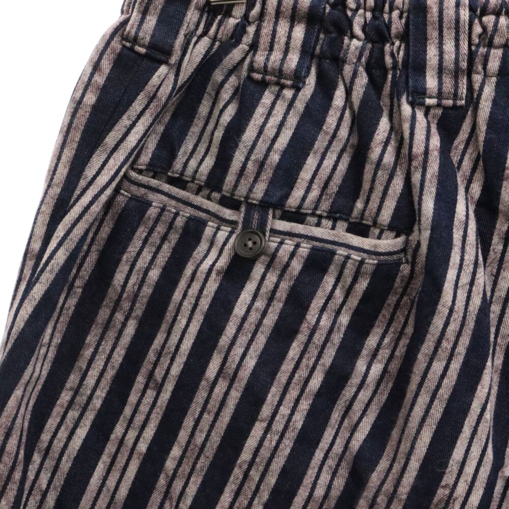 Yohji Yamamoto POUR HOMME ヨウジヤマモト プールオム コットンストライプサルエルパンツ ロングパンツ グレー/ネイビー HW-P25-014 Yohji Yamamoto POUR HOMME (ヨウジヤマモト プールオム) コットン