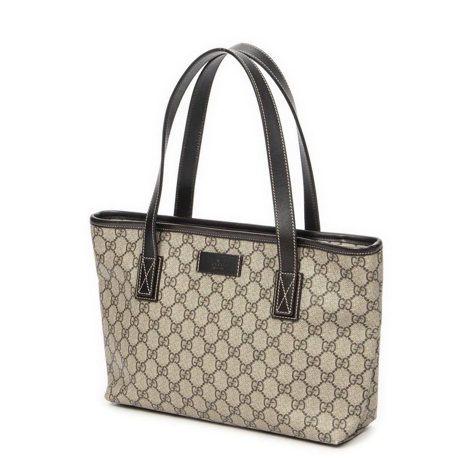 GUCCI グッチスモールジョイトートブラウン ベージュGGキャンバスA