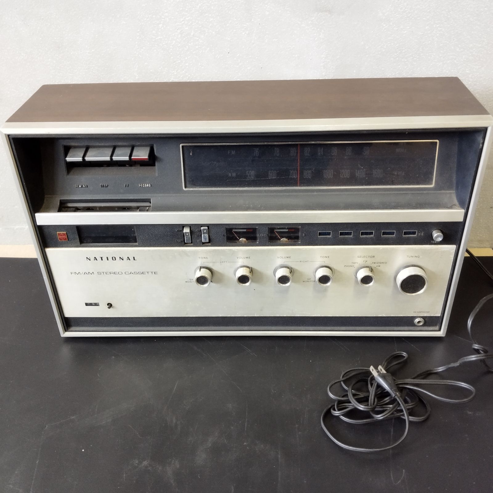 S18637]（ジャンク）National AM/FM 本棚ステレオカセットRS-280