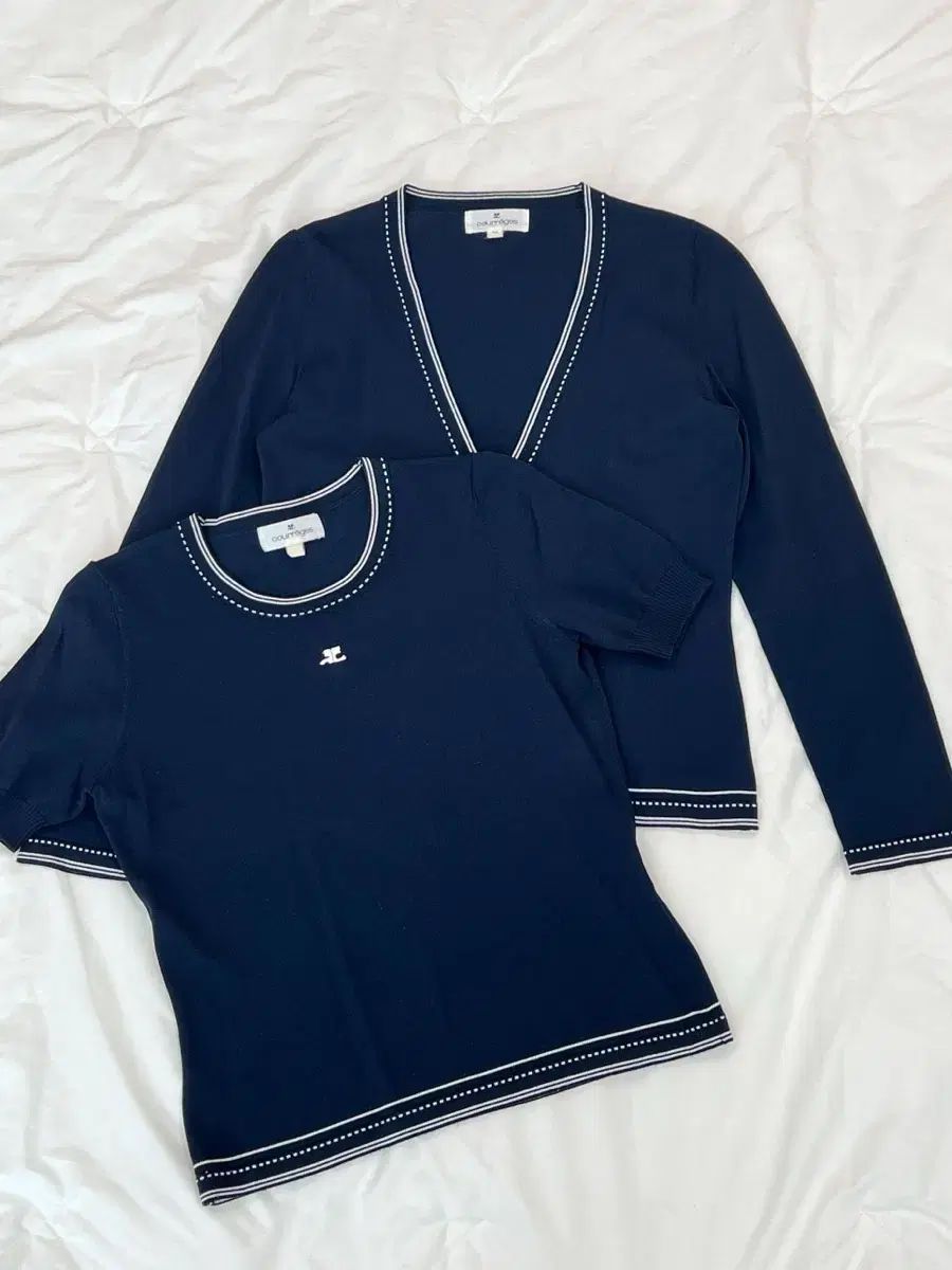 courreges Courreges クレージュ ネイビー サマー ニット カーディガン セット
