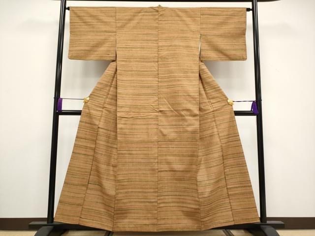 平和屋本店 上 浦野理一 経節紬 横段文 胡桃色地 CYAA3326s5