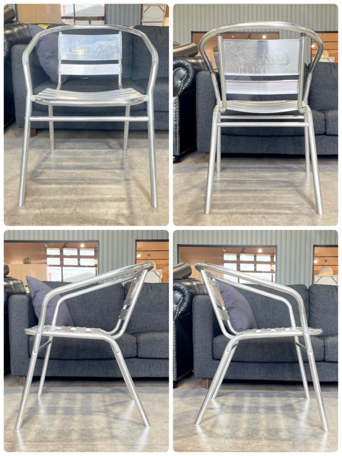 N-08003 Coca-Cola コカコーラ アルミ製ガーデンチェア 2脚セット 屋外