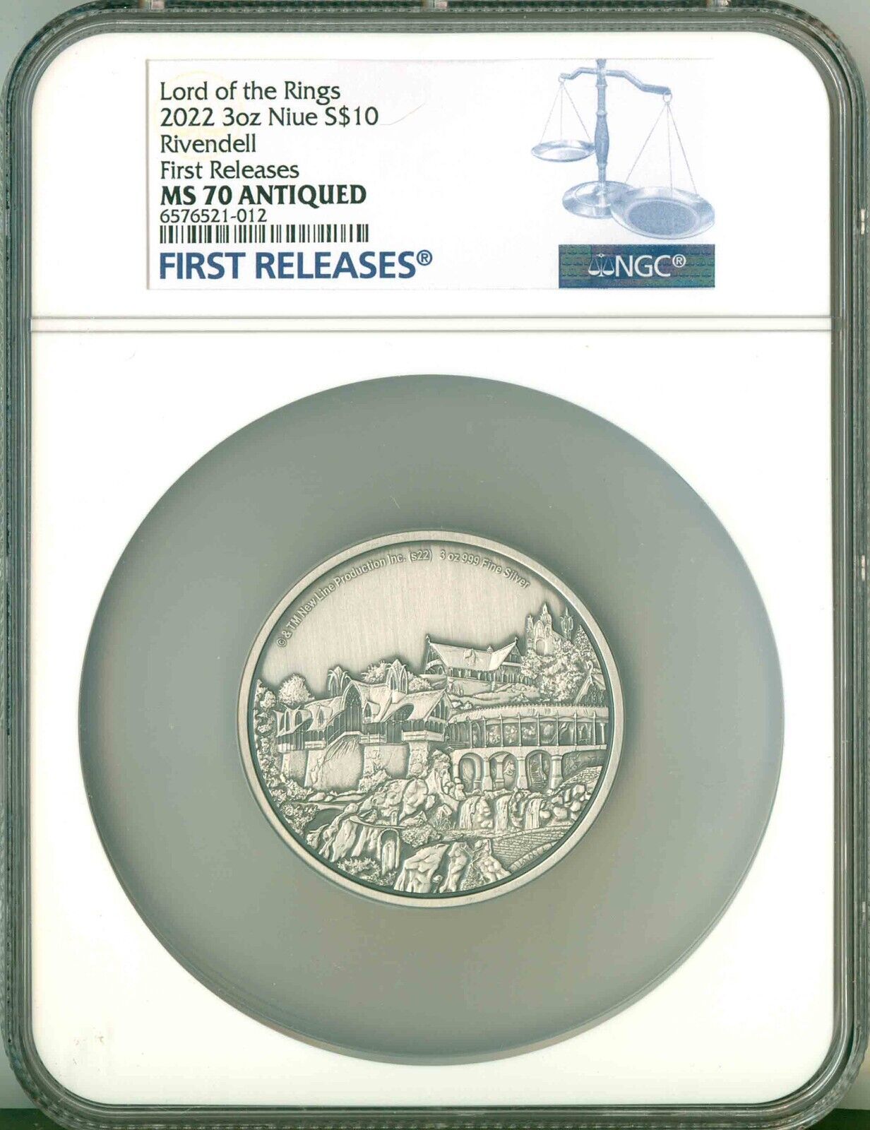 2025 Niue S$10 3 Oz Ld Of The Rings Rivendell FR NGC MS70 Antiqued Box COA OGP