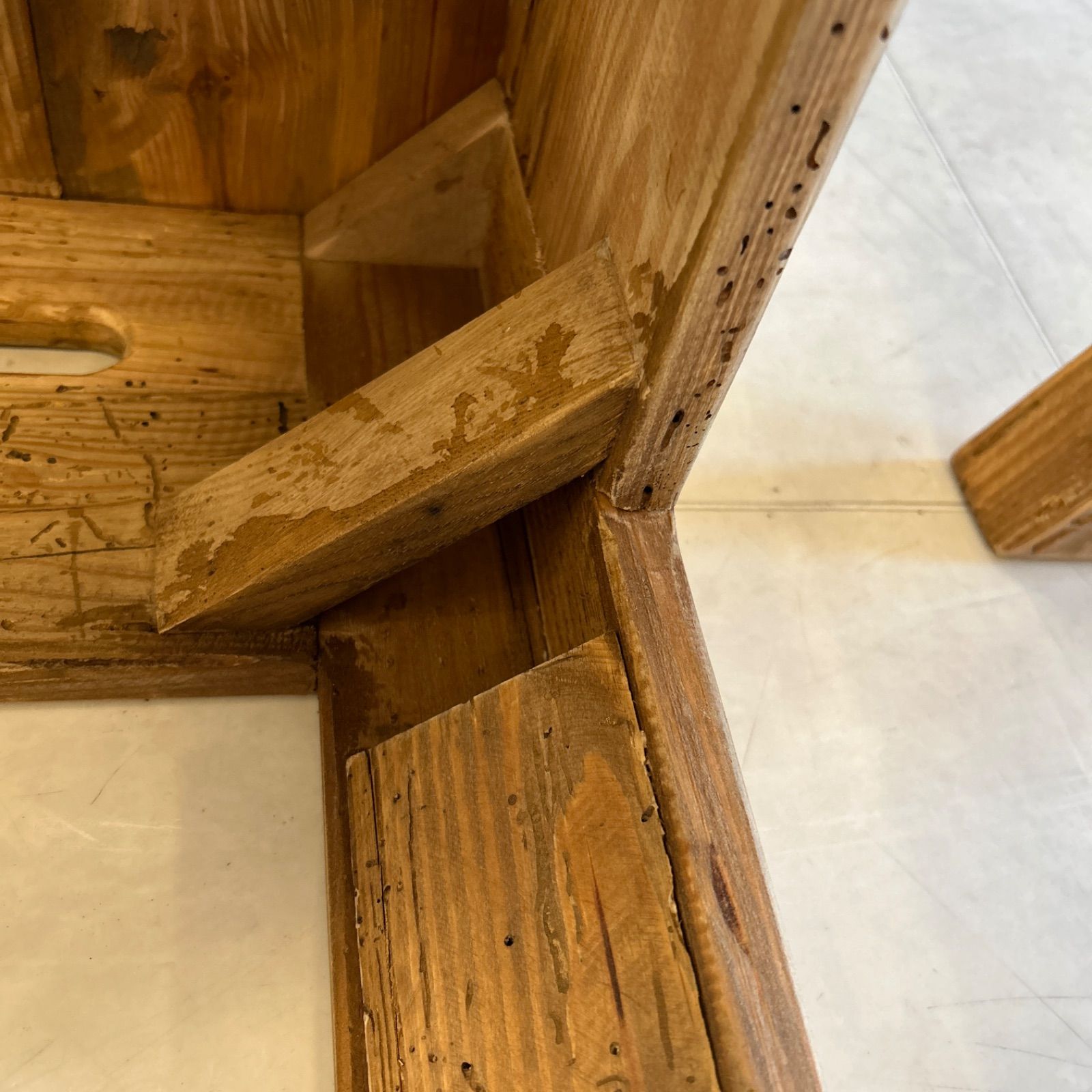 古木スツール 椅子 腰掛け チェア リサイクルパイン アンティーク 北欧 レトロ スツール 木製 四角 パイン古材 高さ40cm いす チェア 椅子 古材