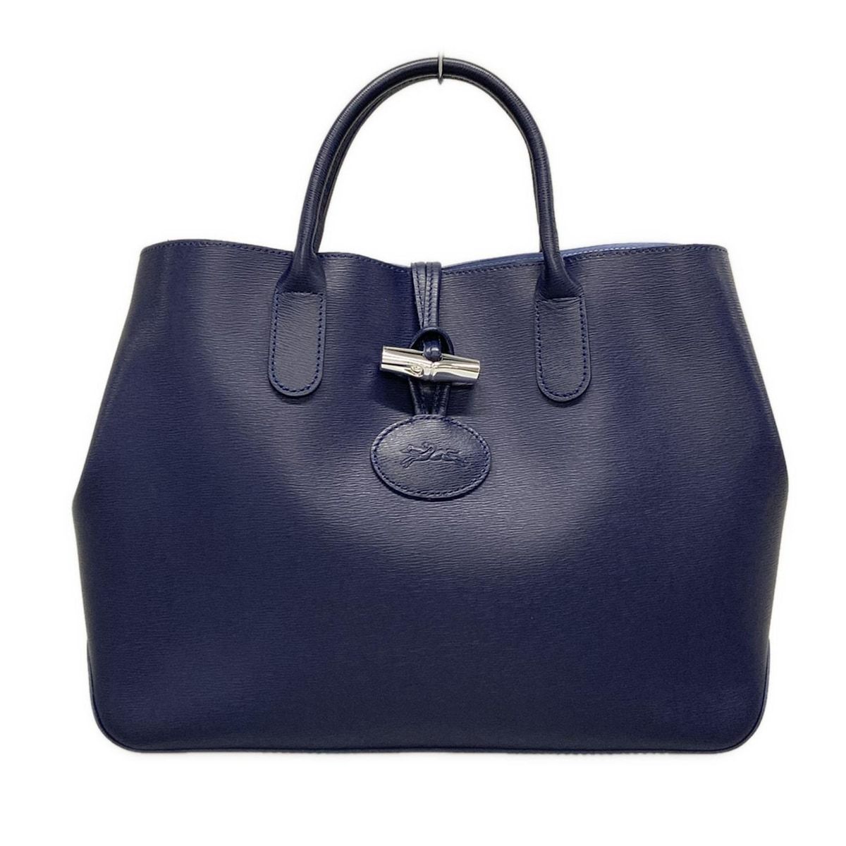 【週末セール】【美品】LONGCHAMP ロゾ ネイビー レザー バッグ LONGCHAMP(ロンシャン) トートバッグ ロゾ ネイビー レザー