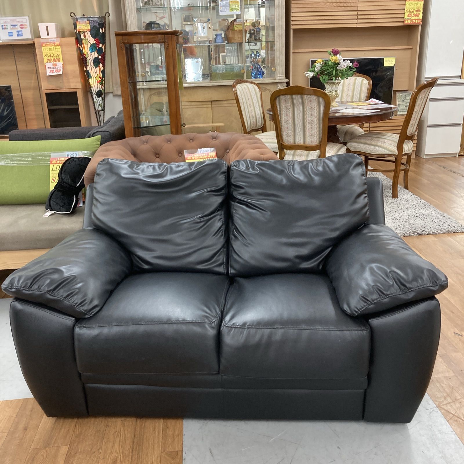 S035 ⭐ NITORI 2Pソファ SOFA 2P FLAN ブラック 幅140cm ⭐クリーニング済