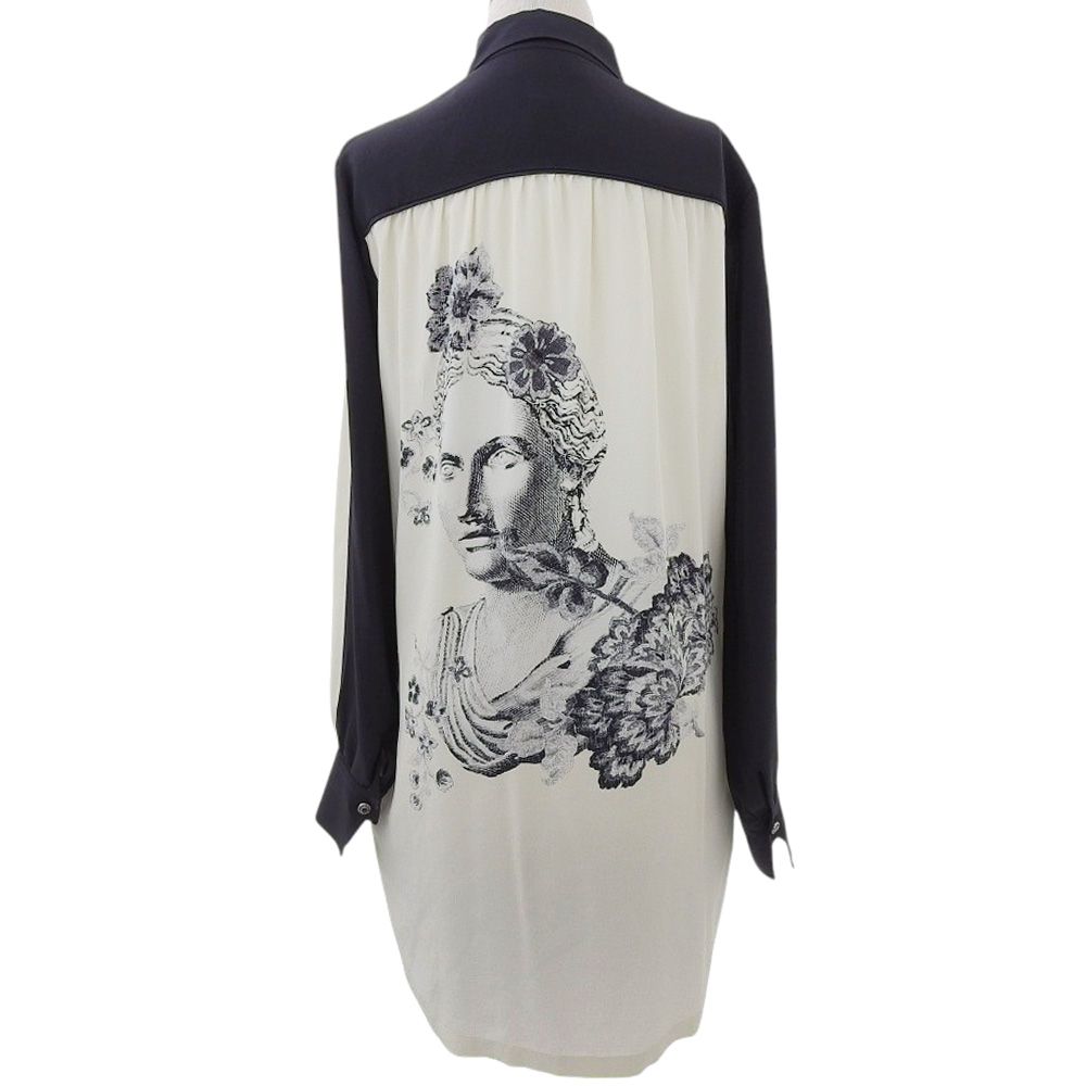 良品 ETRO エトロ 絵画プリント シルク100% シャツワンピース 44