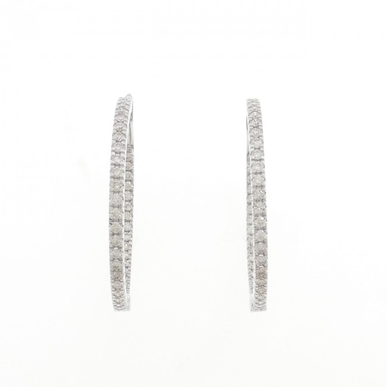 K18WG フープ ダイヤモンド ピアス 1.21CT