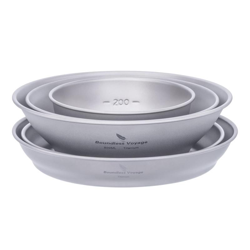 Boundless Voyage チタン ボウル プレート 食器 キャンプ 皿 割れない 錆びない 超軽量 テーブルウェア ソロキャンプ バーベキュー 食器 ワンプレート アウトドア キャンプ用品 4