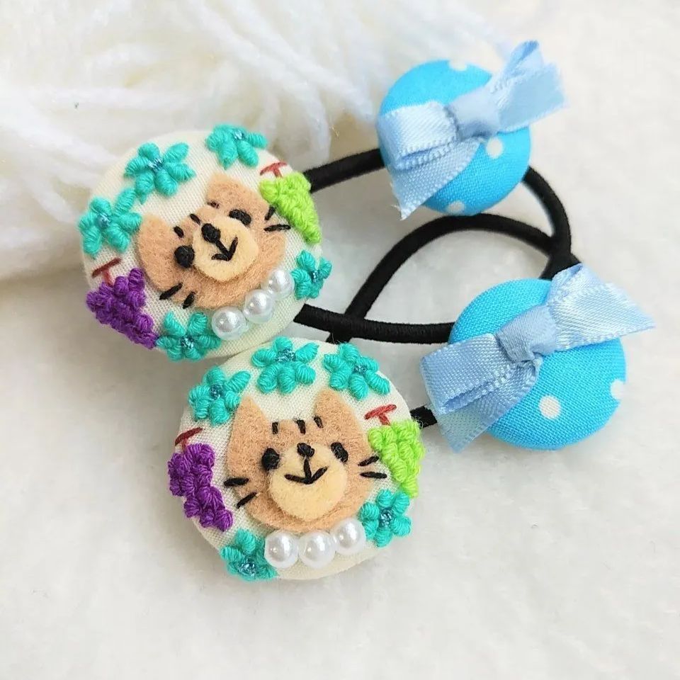 鼻歌くまさん♡5センチパッチンピン♡水色ドット 鼻歌くまさん♡5センチパッチンピン♡水色ドット