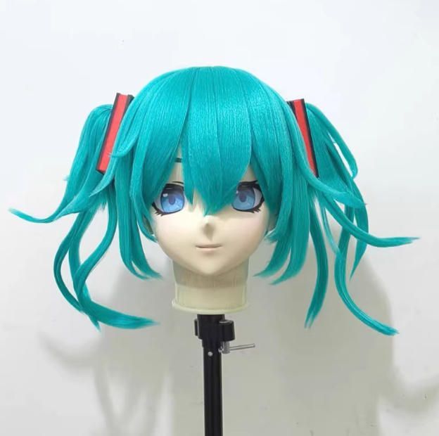二次元美少女全頭マスク」カツラ＆ロック付き コスプレ・着ぐるみ用 二