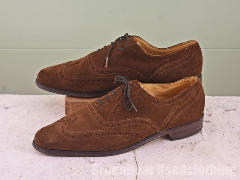 イギリス製 Loake ウィングチップシューズ 良い味 スウェード 茶 ブラウン メンズ 10.5 28.5cm X825