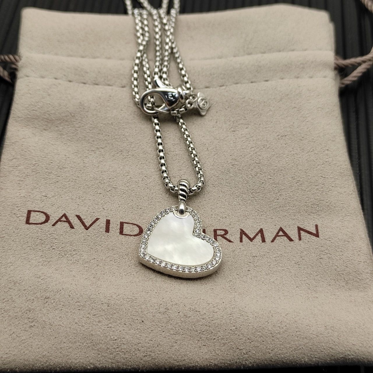 David Yurman シルバー ハート ホワイト マザー オブ パール ネックレス