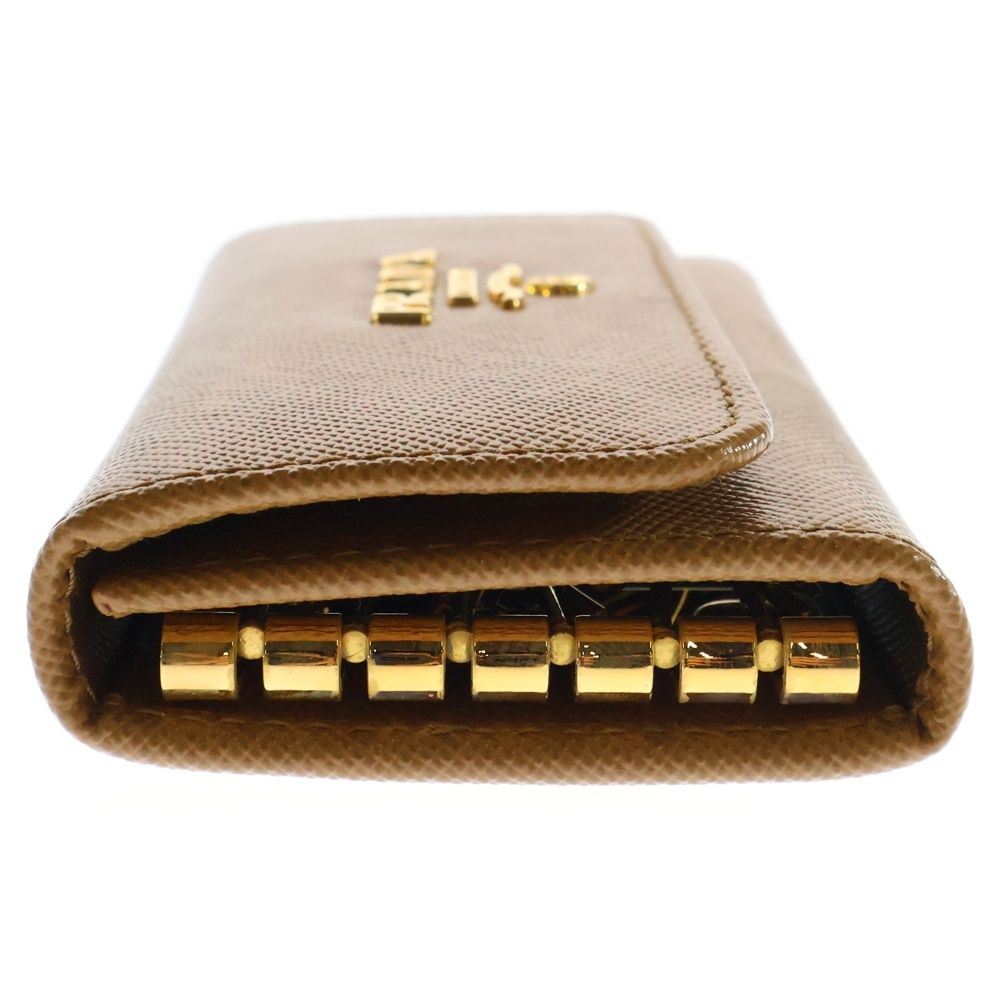 美品 PRADA プラダ 6連キーケース ブラウン レザー サフィアーノ PRADA プラダ ロゴ 6連 キーケース キーフック サフィアーノ