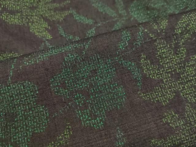 平和屋着物○本場結城紬 重要無形文化財 100亀甲 総詰め 草花文 正絹  