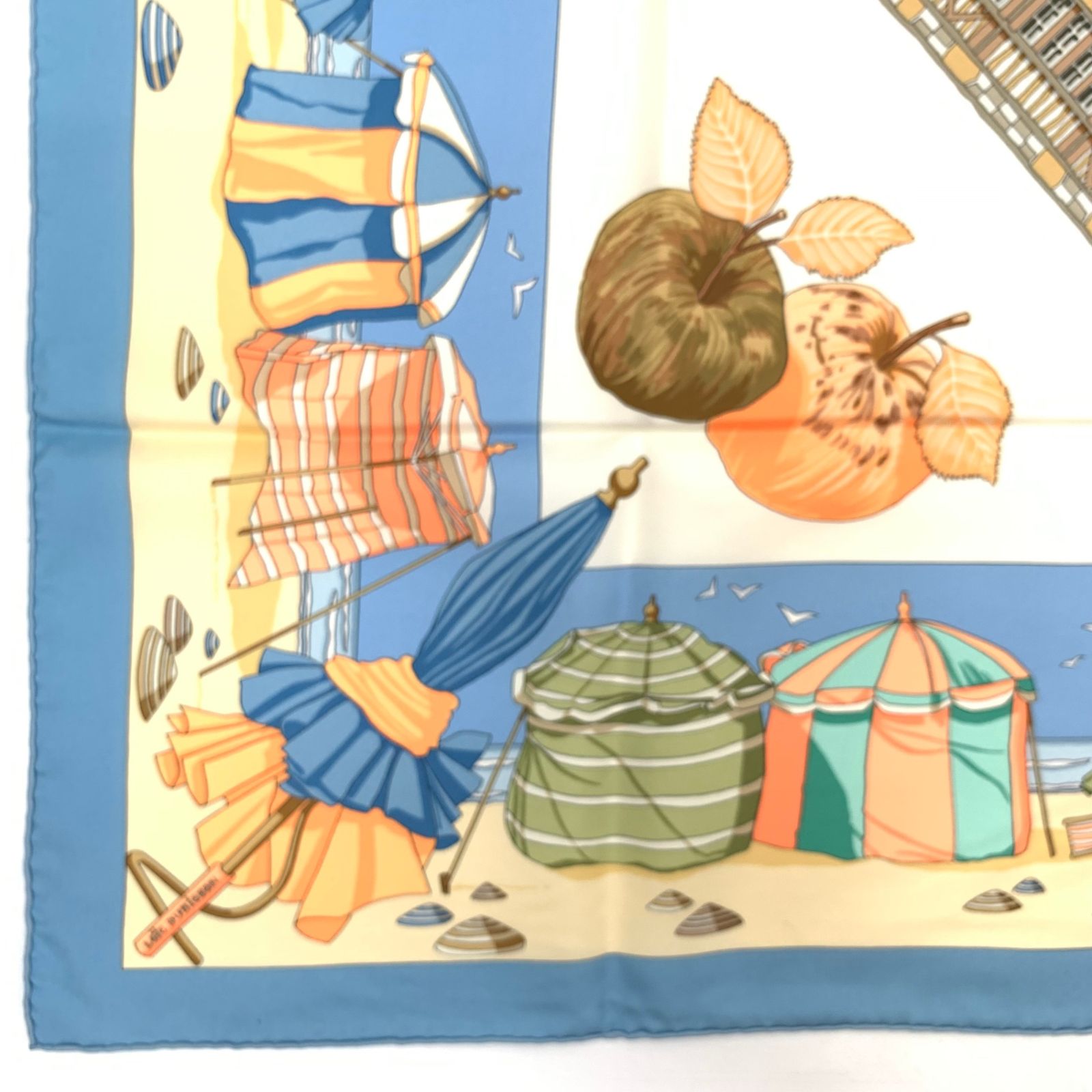 美品 HERMES エルメス カレ90 CHARMES DES PLAGES NORMANDES
