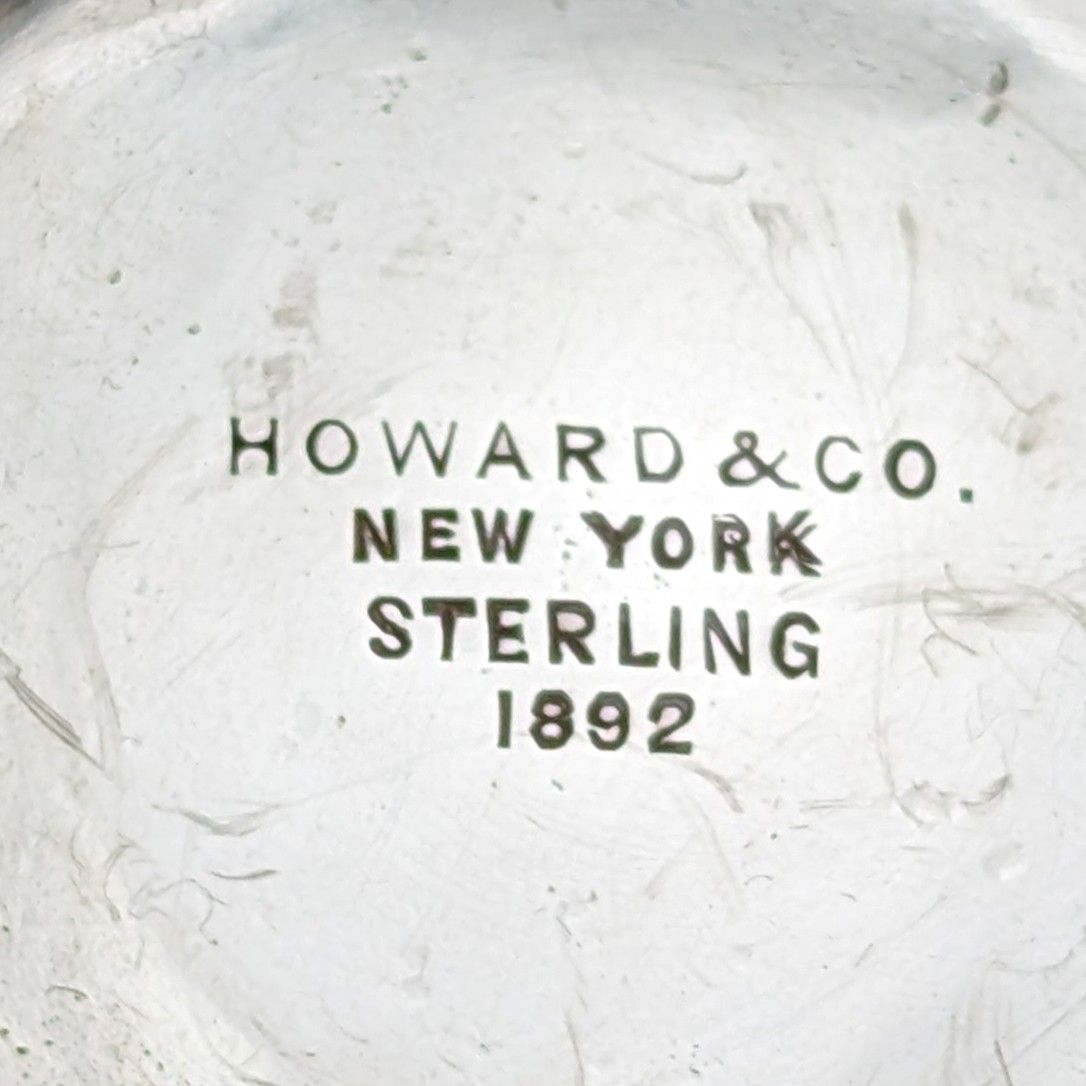 1892年 米国アンティーク 純銀製 脚付きディッシュ 205g Howard