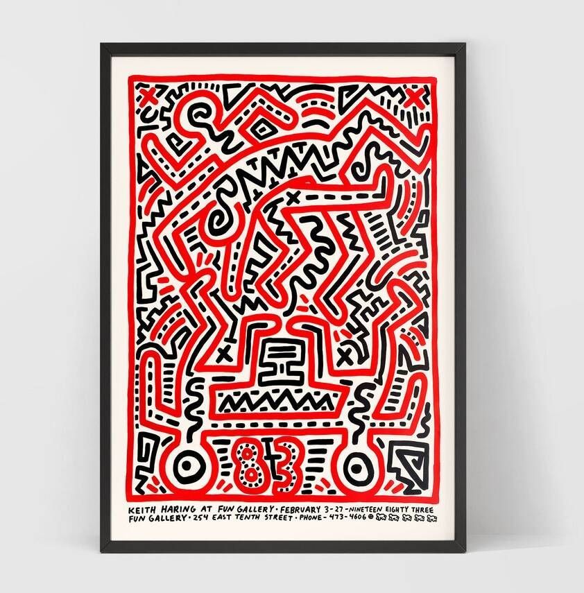 キースヘリングの絵 額付き （額縁付き] キース・ヘリング