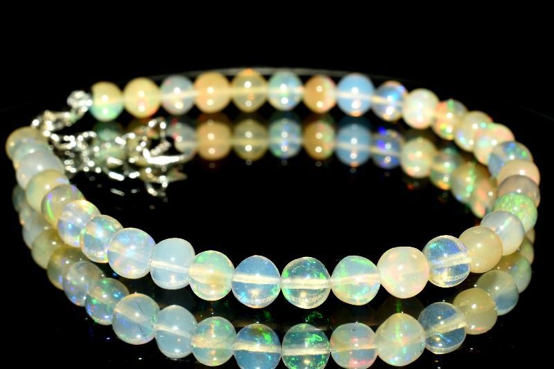 【１点物】AAAエチオピア産シルバー925 プレシャスオパール 4.5mm アジャスター付き ブレスレット パワーストーン 天然石 _M3839