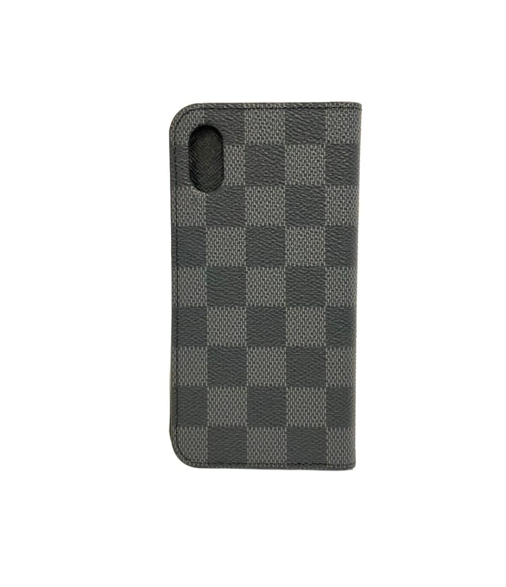 美品 ルイヴィトン スマホケース iPhone X 専用 IPHONE X フォリオ M63445 ダミエ グラフィット メンズ LOUIS VUITTON